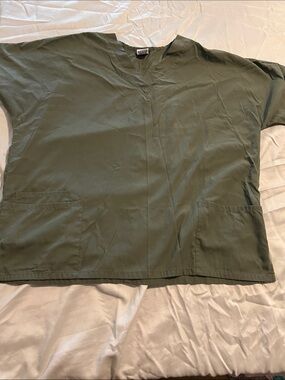Women’s Olive Green V-Neck Scrub Top